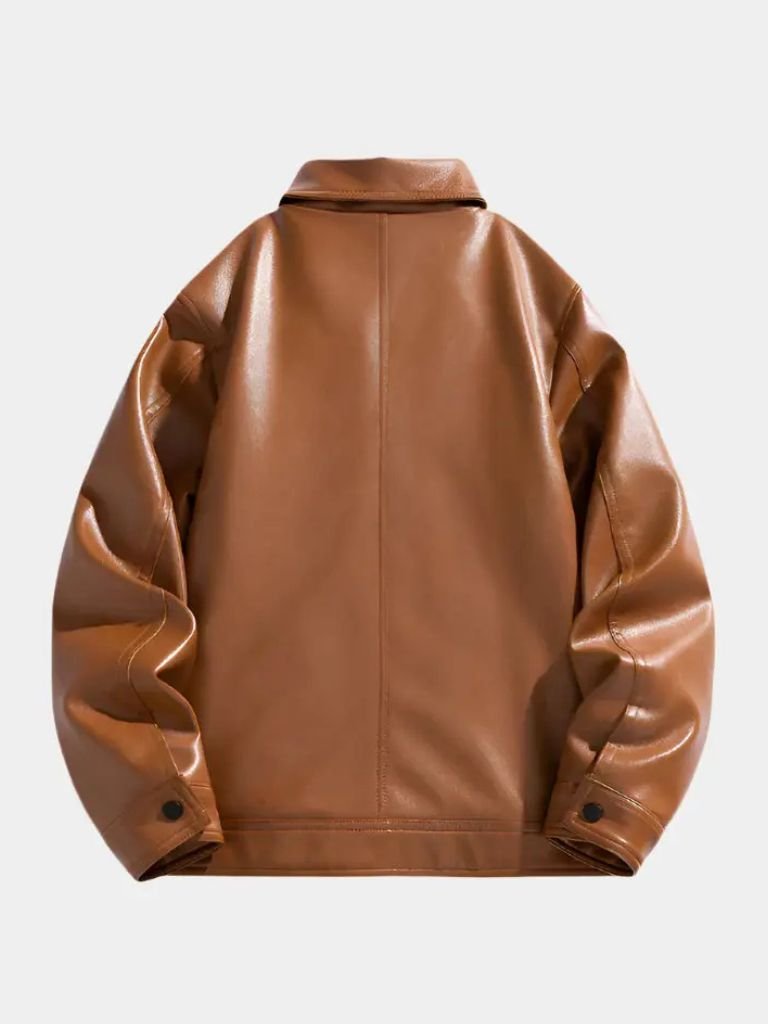 Montaracrest Denver leather jacket with cross crown design, stylish men's jas made from high-quality leather.