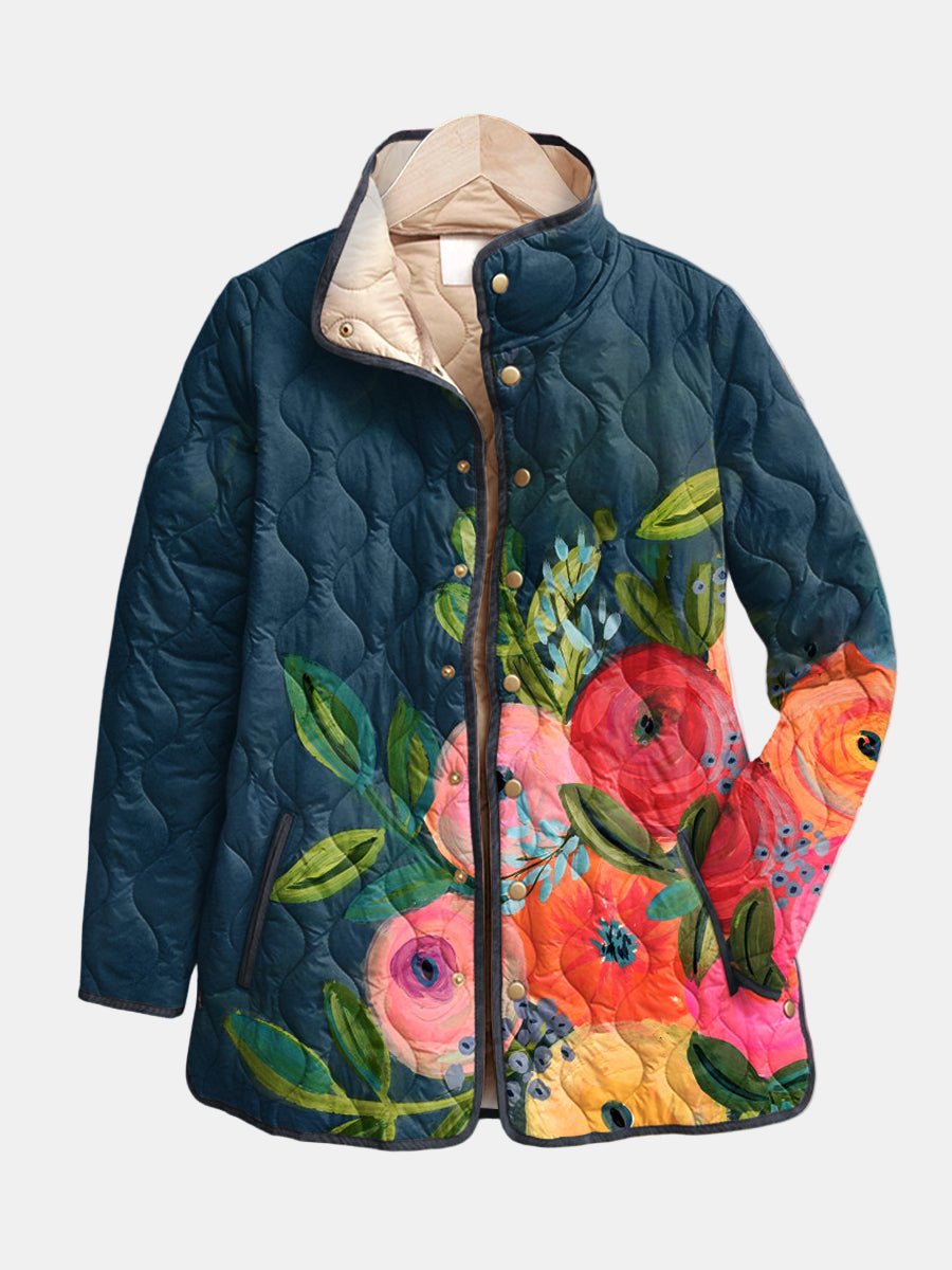 Elina | Giacca Trapuntata Con Stampa Floreale Vintage - Montaracrest