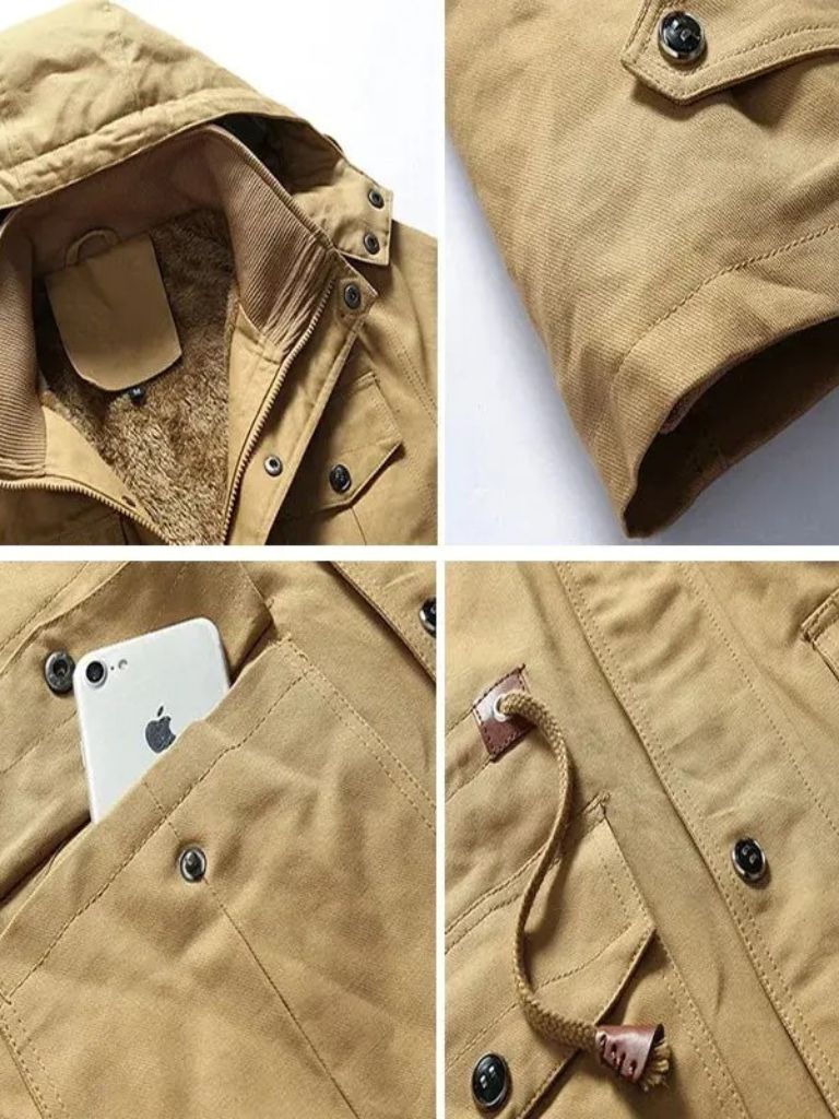 Montaracrest fleece hooded bomber jacket with a cross-crown design, featuring a cozy fleece fabric and a stylish hood.