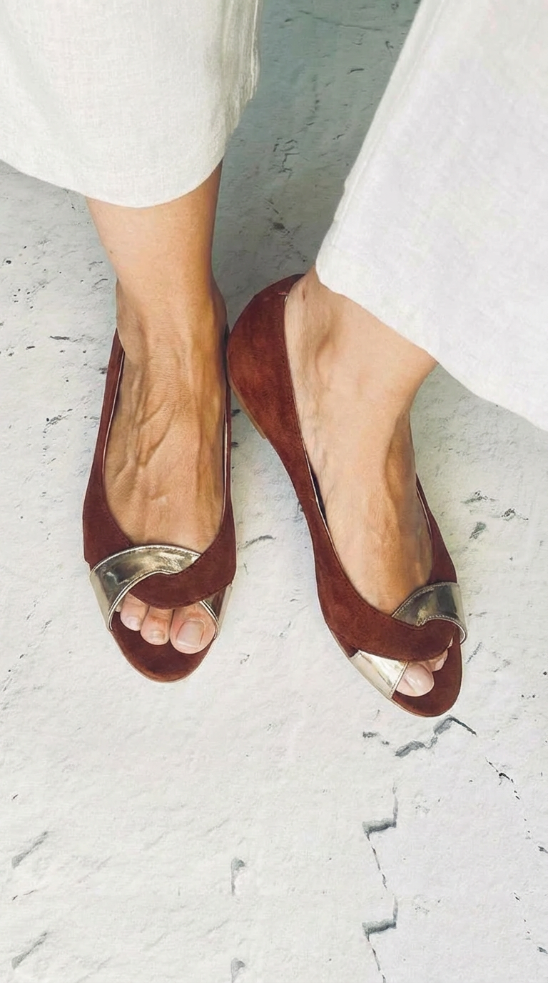 Open-toe sandal with metallic detail by Montaracrest, featuring stylish straps and a sleek design on a neutral background.