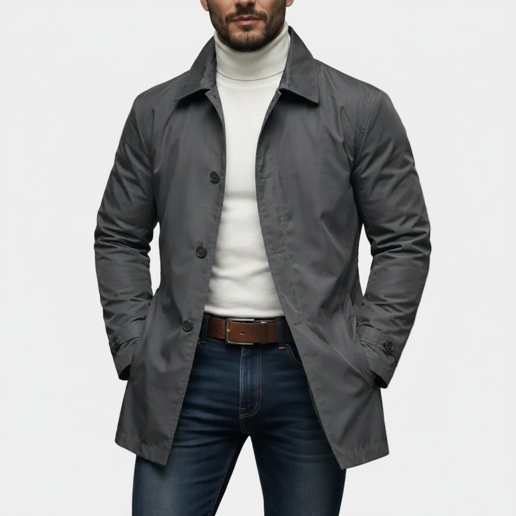 Alessandro™ Hareth waterproof coat from Montaracrest featuring a sleek design and durable fabric for rainy weather protection.