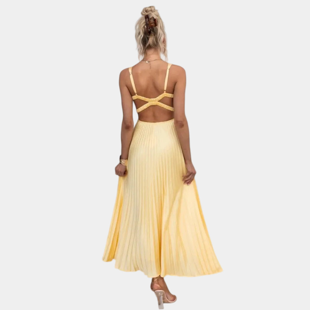 Montaracrest Aby Handcrafted Ribbed Summer Dress, a lightweight summer dress featuring textured fabric and a casual style.