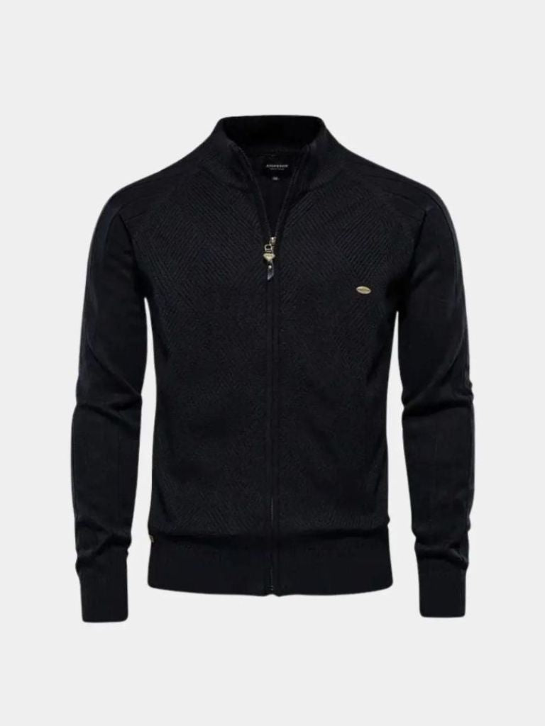 Montaracrest maglia jacquard zip giaccone trui in tinta unita, knitted cardigan sweater with zipper and textured pattern.