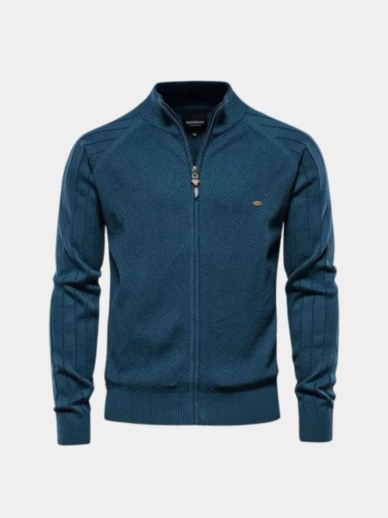 Montaracrest maglia jacquard zip-up trui in a solid color, featuring a knit design and a front zipper.