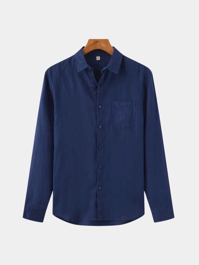 Montaracrest linen coast shirt with a cross crown design, showcasing lightweight, breathable fabric and casual stylish fit.
