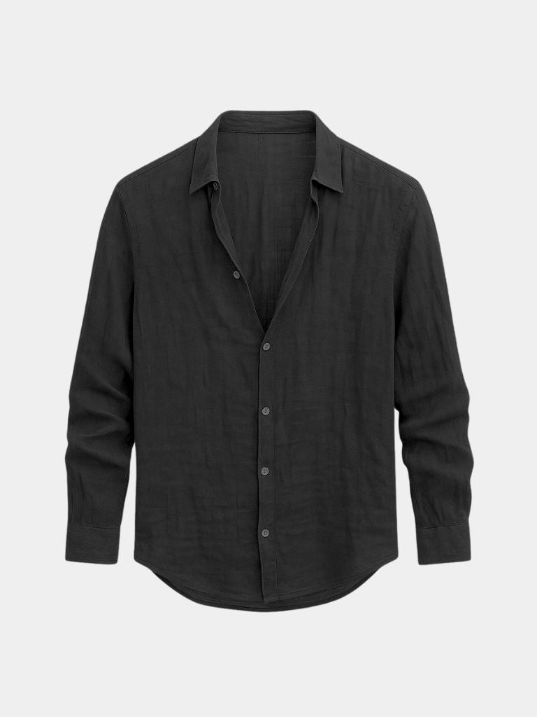 Montaracrest linen Reverie summer shirt featuring a cross crown pattern, lightweight and breathable for warm weather.