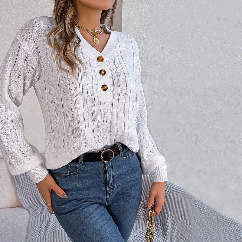 Louisa casual knitted cable sweater by Montaracrest in soft, cozy fabric, featuring a classic cable-knit pattern.