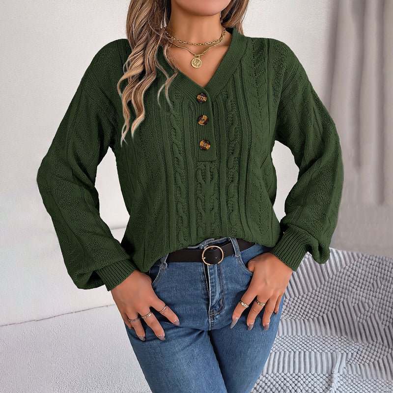 Louisa casual knitted cable sweater by Montaracrest in light green, featuring a cozy, chunky knit design.