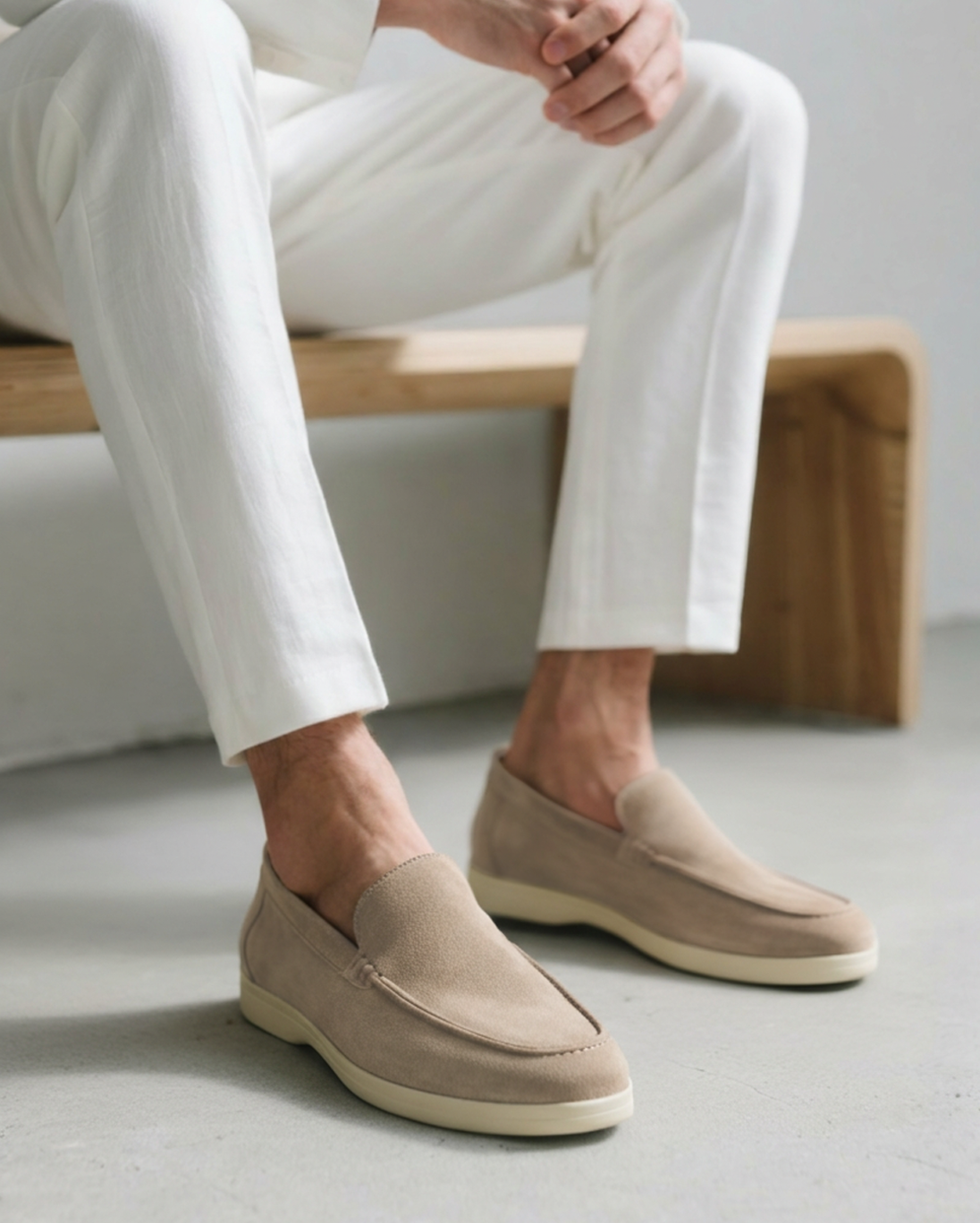 Montaracrest Villa Bellucci moccasins in soft mocha camoscio leather, featuring a sleek slip-on design and stylish stitching details.
