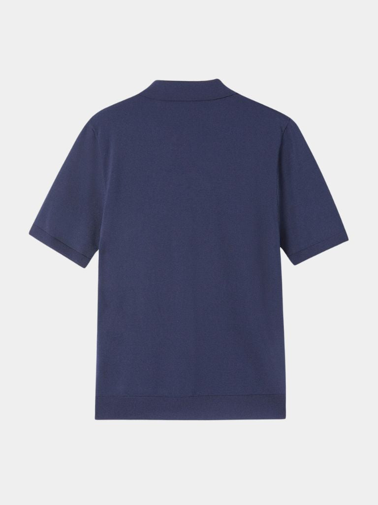 Navy Polo Classe Marina by Montaracrest: a classic polo shirt featuring a crown emblem on the chest.