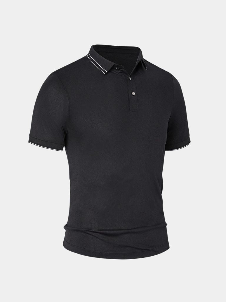 Montaracrest polo with obsidian-colored trim, featuring a cross crown design, casual men's shirt with refined details.
