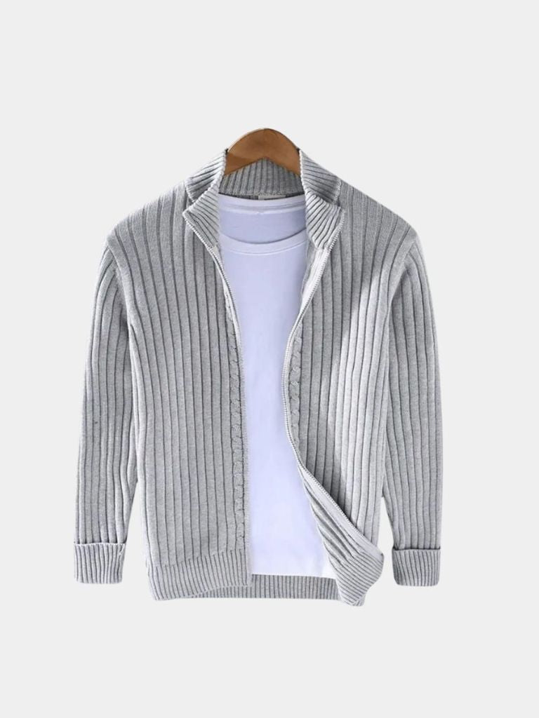 Montaracrest Regency knit jacket, a stylish cross-crown design trui in soft, textured fabric, displayed on a neutral background.
