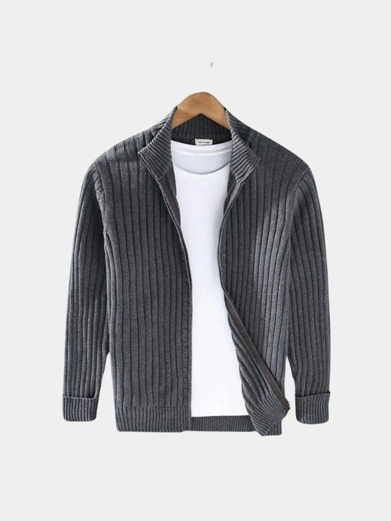 Montaracrest Regency knit jacket, a stylish cross-crown design trui with textured knit fabric, shown in the image.