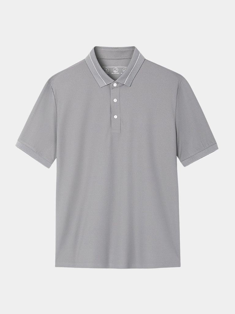 Steel grey Montaracrest polo shirt with a cross crown emblem, featuring a classic fit and soft cotton fabric.