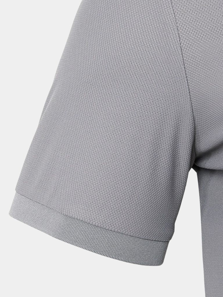 Steel grey Polo Montaracrest polo shirt with a subtle cross crown logo, made from comfortable, high-quality fabric.