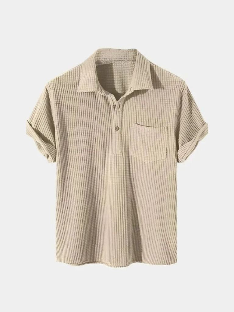 Montaracrest textured short-sleeve shirt with a cross crown pattern, casual men's shirt with a stylish, textured fabric.