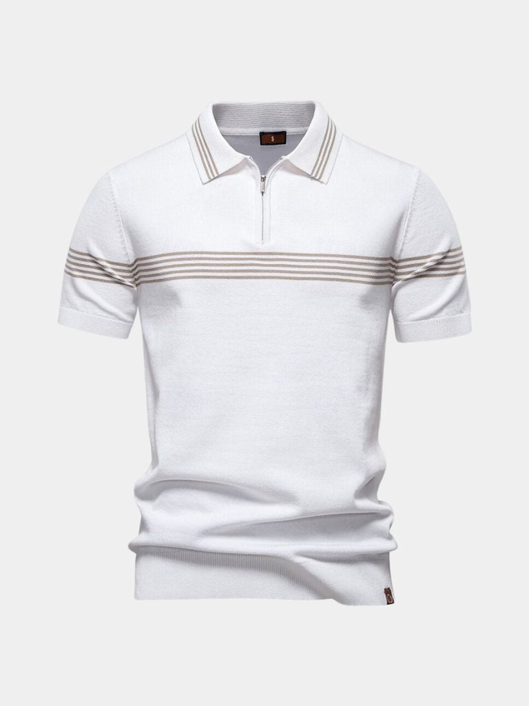 Ivory Polo shirt by Montaracrest featuring a cross crown logo on the chest, stylish and comfortable men's polo clothing.