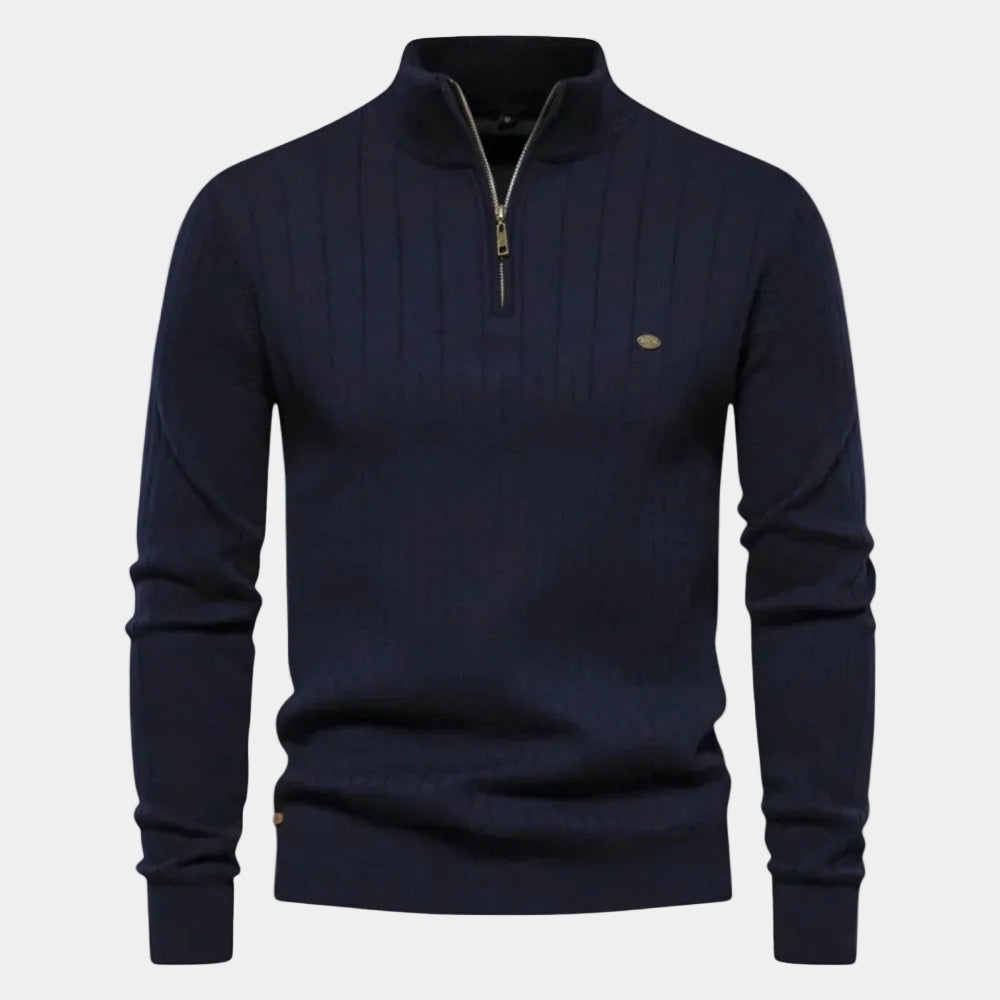White Montaracrest Friedbert pullover for men, high-quality comfortable knit sweater shown on a plain background.