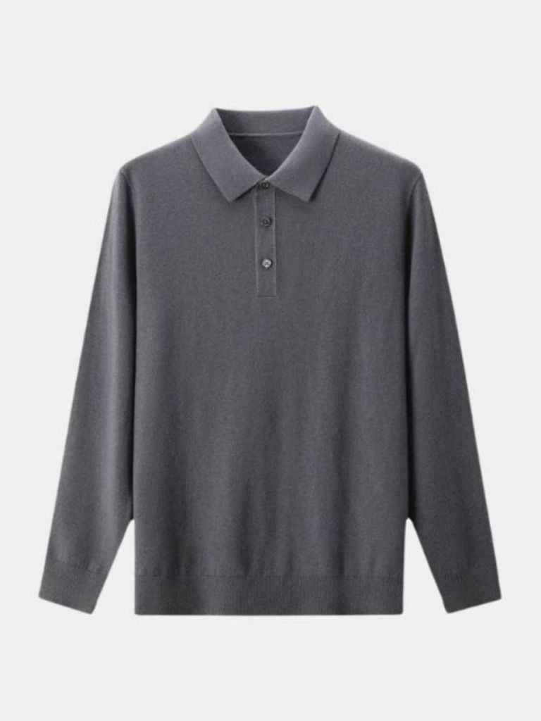 Montaracrest wool-knit polo pullover with buttons, featuring a classic design and a cross crown emblem on the chest.