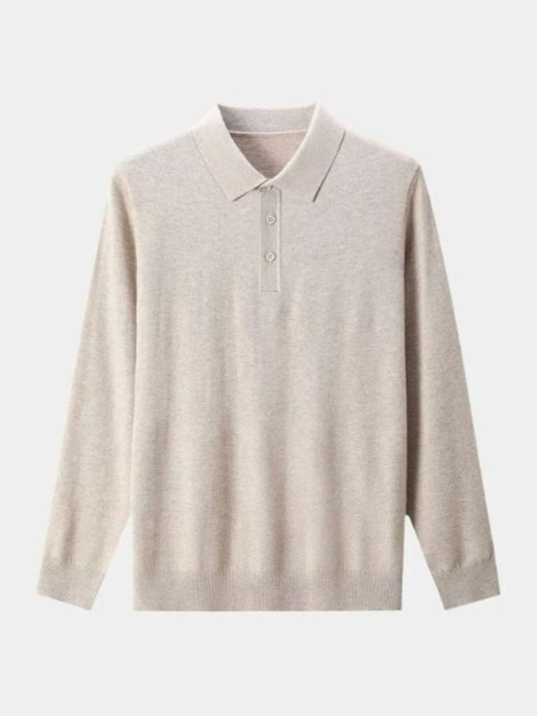 Wool-knit button-down polo pullover from Montaracrest, featuring a classic cross-crown design and a cozy, stylish fit.