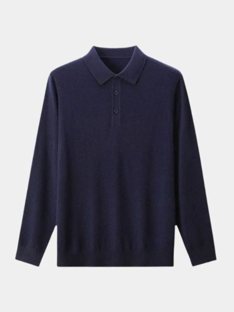 Montaracrest wool-knit polo pullover with button-up front and cross crown design, featuring a classic collar and textured knit fabric.